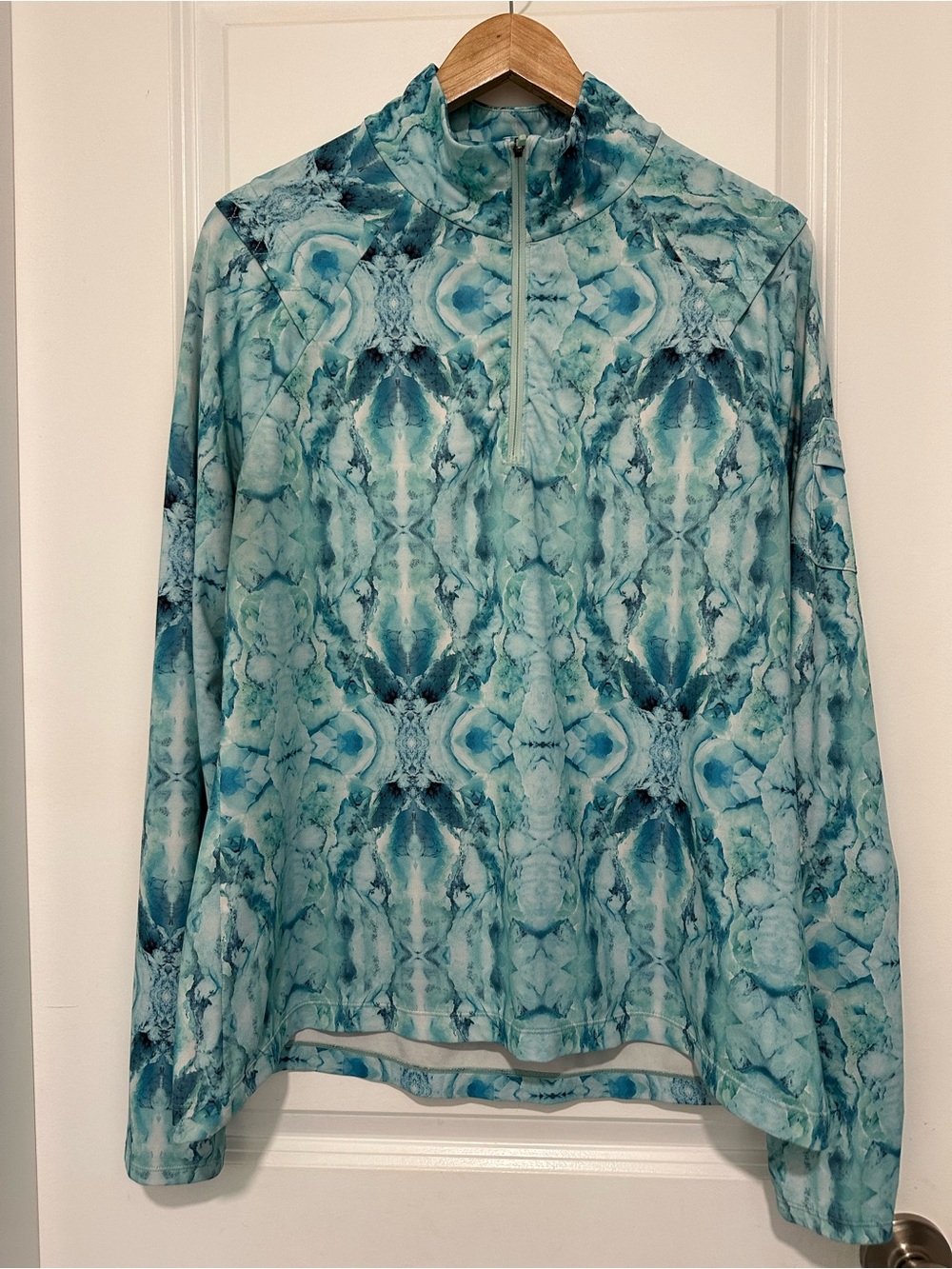 Merrell Blue & Teal Print Quarter-Zip Pullover Select Wick Women’s Size XL